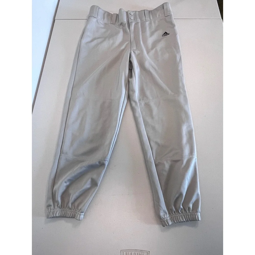 Adidas Kids Gray Climalite Baseball Pants Youth Large Reinforced Knee Athletic